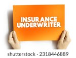 Small photo of Insurance Underwriter - professional who evaluate and analyze the risks involved in insuring people and assets, text concept on card