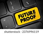 Small photo of Future Proof - process of anticipating the future and developing methods of minimizing the effects of shocks and stresses of future events, text concept button on keyboard