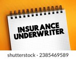 Small photo of Insurance Underwriter - professional who evaluate and analyze the risks involved in insuring people and assets, text concept background