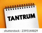 Small photo of Tantrum - is an emotional outburst, usually associated with those in emotional distress, text on notepad