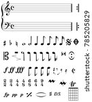 a selection of musical notes... | Shutterstock .eps vector #785205829