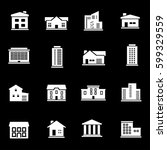 vector white buildings icons set | Shutterstock .eps vector #599329559