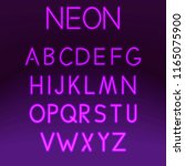 neon font set night alphabet on ... | Shutterstock .eps vector #1165075900