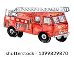 Hand Drawn Red Fire Engine ...