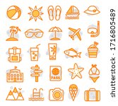 summer icons in line style on... | Shutterstock . vector #1716805489