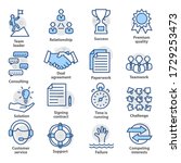 business management icons. set... | Shutterstock .eps vector #1729253473
