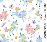 childish seamless pattern with... | Shutterstock .eps vector #1963349680