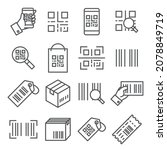 qr code line icons set on white ... | Shutterstock .eps vector #2078849719