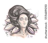 night lady vector illustration  ... | Shutterstock .eps vector #555689050