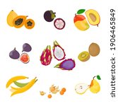 tropical exotic fruits set. raw ... | Shutterstock .eps vector #1906465849