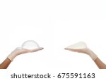 Two different Silicone breast implant on hands 