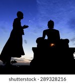 novice monk praying to the... | Shutterstock . vector #289328216