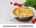 Pasta and Cheese Bake, copy space for your text