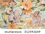 Floral Pattern On Fabric. Brown ...