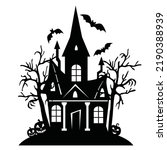 Haunted House Silhouette Vector ...