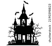 Halloween Haunted House Vector...