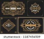 old cards set with floral... | Shutterstock .eps vector #1187456509