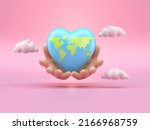 hand holding heart shaped earth.... | Shutterstock . vector #2166968759