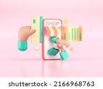 online shopping 3d concept. 3d... | Shutterstock . vector #2166968763