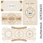 set of 4 vintage cards | Shutterstock .eps vector #629226653