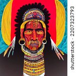 Indian Chief .portrait Of...