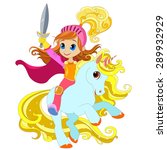 girl with a sword on a magical... | Shutterstock .eps vector #289932929