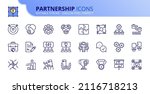 outline icons about partnership.... | Shutterstock .eps vector #2116718213