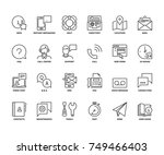 line icons about contact and... | Shutterstock .eps vector #749466403