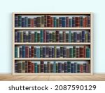 vintage books on a wooden... | Shutterstock .eps vector #2087590129