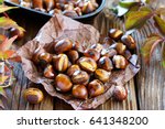 Roasted chestnuts on an old...