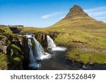 Mt. Kirkjufell and Kirkjufellsfoss waterfall in Iceland