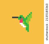 Pixel Art Green Hummingbird...