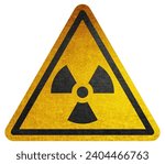 Small photo of Yellow triangular sign. Grungy style danger sign with radioactive warning sign. Rusty. Warning. Caution. Hazard. Danger. Worn out. Radioactivity symbol. Atomic. Atom.