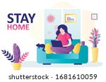 stay home banner template.... | Shutterstock .eps vector #1681610059