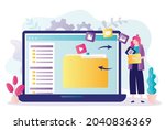 user transfers data to... | Shutterstock .eps vector #2040836369