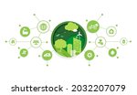 paper cut of eco technology or... | Shutterstock .eps vector #2032207079
