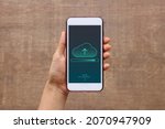smartphone on hand opening... | Shutterstock . vector #2070947909