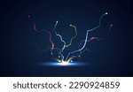 Thunderbolt, electric isolated lightning, electric current line, blue magic ray, electricity visual effect for website, mobile app. vector design.