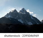 Small photo of AWindy day on Dolomites park of Lavaredo Peaks of Mountain Rudo, Croda dei Rondoi, Torre dei Scarperi, Croda dei Baranci, Cima Piatta Alta, Tre Cime di Lavaredo, view from Versciaco, Dobbiaco