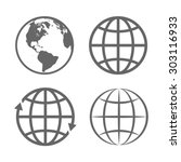 earth globe emblem. logo... | Shutterstock . vector #303116933