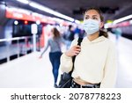 Woman Traveler In Medical Mask...