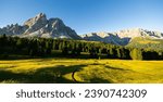 Small photo of Stunning view of Peitlerkofel mountain from Passo delle Erbe in Dolomites, Italy. View of Sass de Putia (Peitlerkofel) at Passo delle Erbe. Dolomites. South Tyrol. Italy