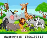 cartoon wild animals in the... | Shutterstock .eps vector #1566198613