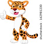 Cute Leopard Cartoon Giving...