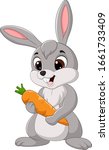 Cartoon Rabbit Holding A Carrot