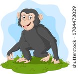 Cartoon Happy Chimpanzee In The ...