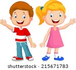 cute children waving hand | Shutterstock .eps vector #215671783