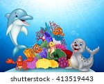 cartoon tropical fish with... | Shutterstock .eps vector #413519443