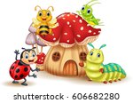 cartoon funny insects with... | Shutterstock .eps vector #606682280