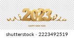 Happy New Year 2023. Golden 3d...